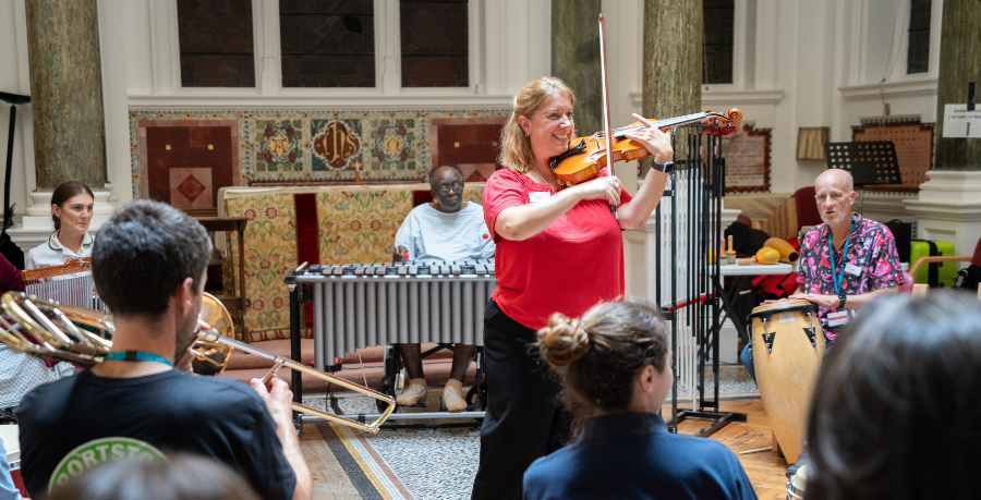 © Jasmine Waterfield/RPO Photograph of the final performance as a part of the three day STROKESTRA workshops.